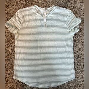 lululemon athletica White and Green Striped Top